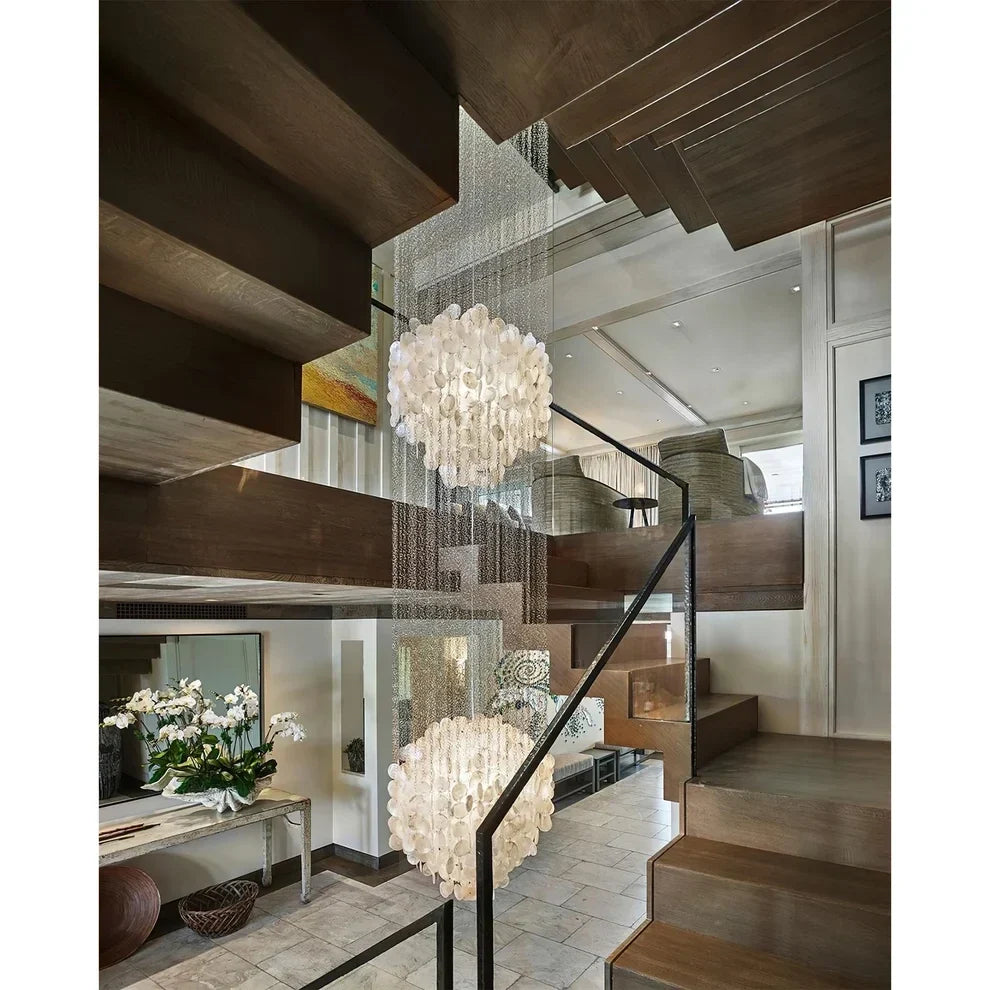 Capiz Shell Flush Mount for Low Ceilings by AUVIELIGHT