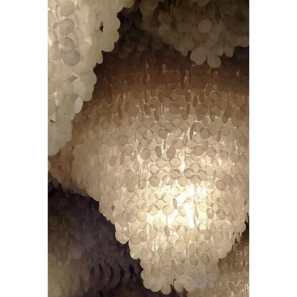 Capiz Shell Flush Mount for Low Ceilings by AUVIELIGHT