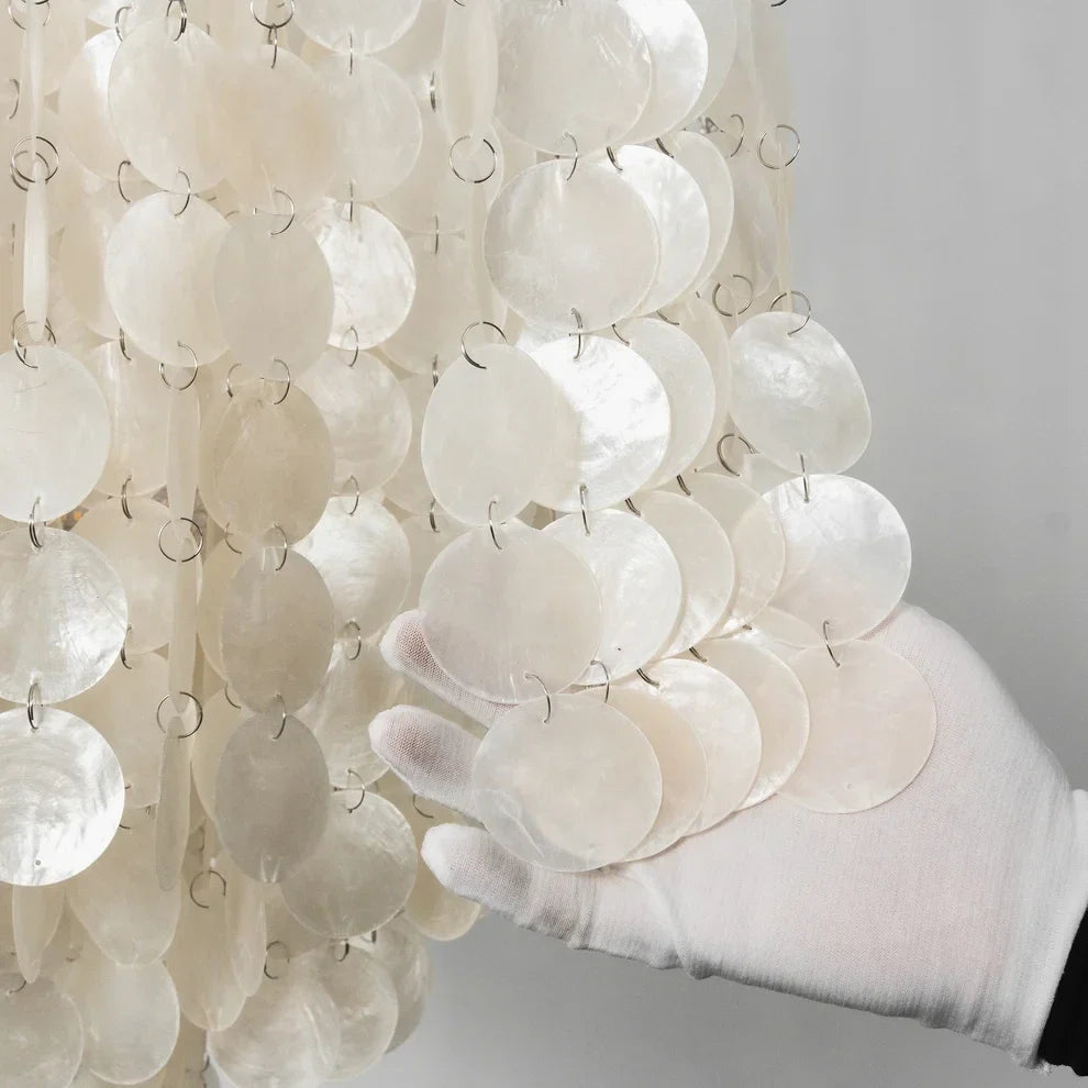 Capiz Shell Flush Mount for Low Ceilings by AUVIELIGHT