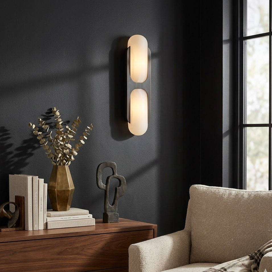 Capsule Wall Light in alabaster for Hallway by AUVIELIGHT