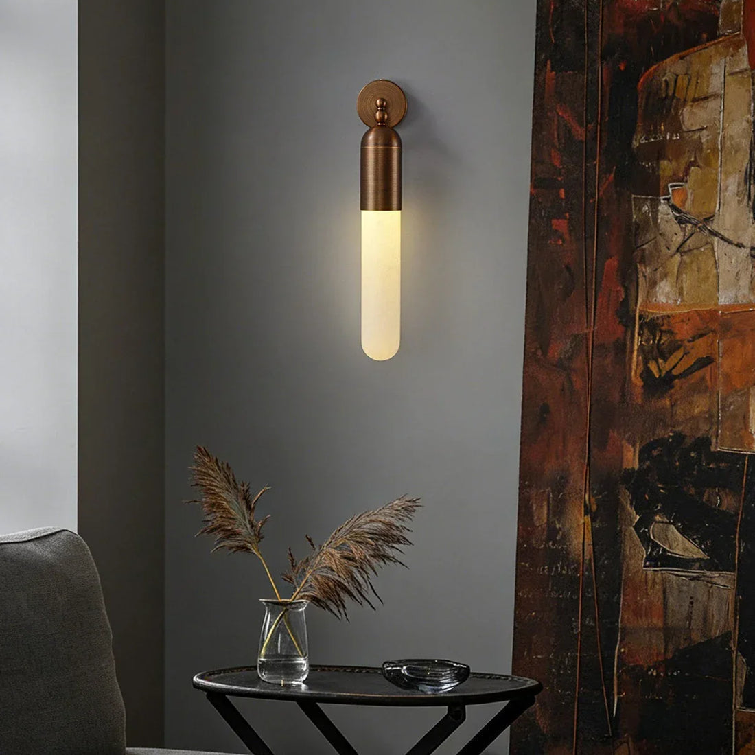 Capsule Linear Wall Sconce in alabaster for Hallway by AUVIELIGHT