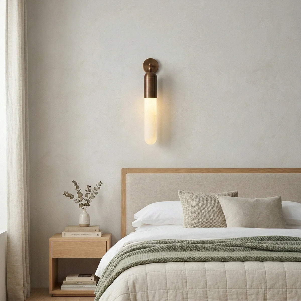 Capsule Linear Wall Sconce in alabaster for Hallway by AUVIELIGHT