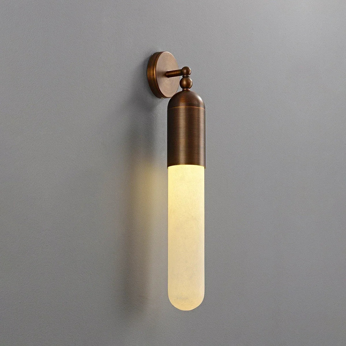Capsule Linear Wall Sconce in alabaster for Hallway by AUVIELIGHT, Dia 8cm x H 48cm / ∅ 3.1″ x H 18.9″ / Bronze & White