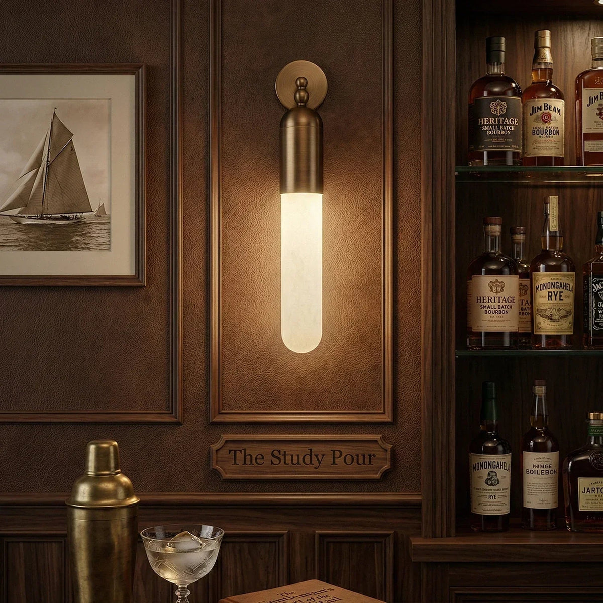 Capsule Linear Wall Sconce in alabaster for Hallway by AUVIELIGHT