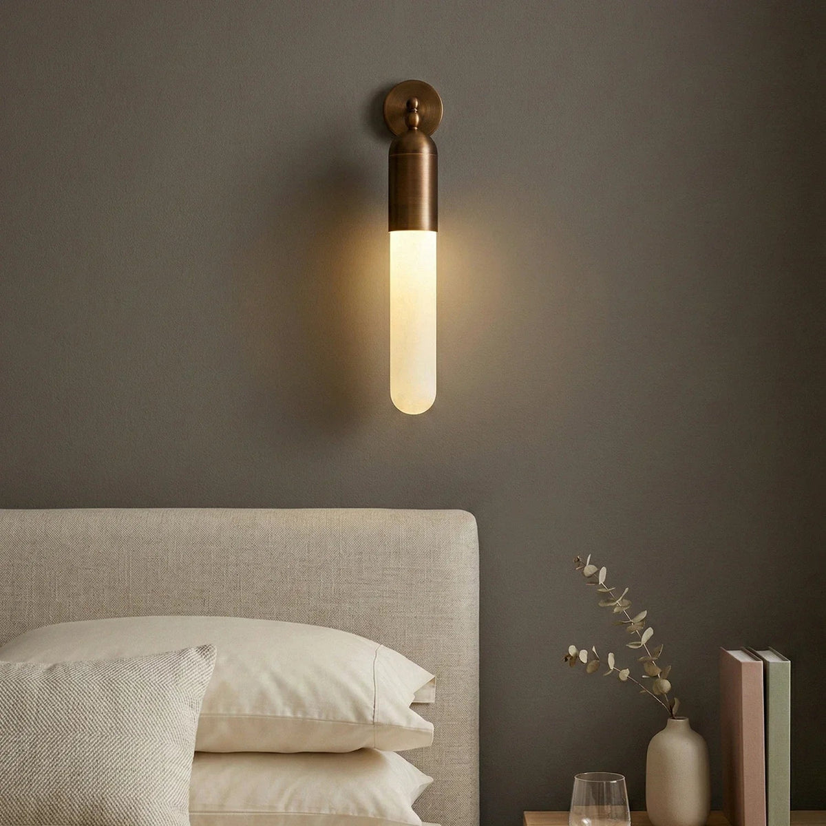 Capsule Linear Wall Sconce in alabaster for Hallway by AUVIELIGHT