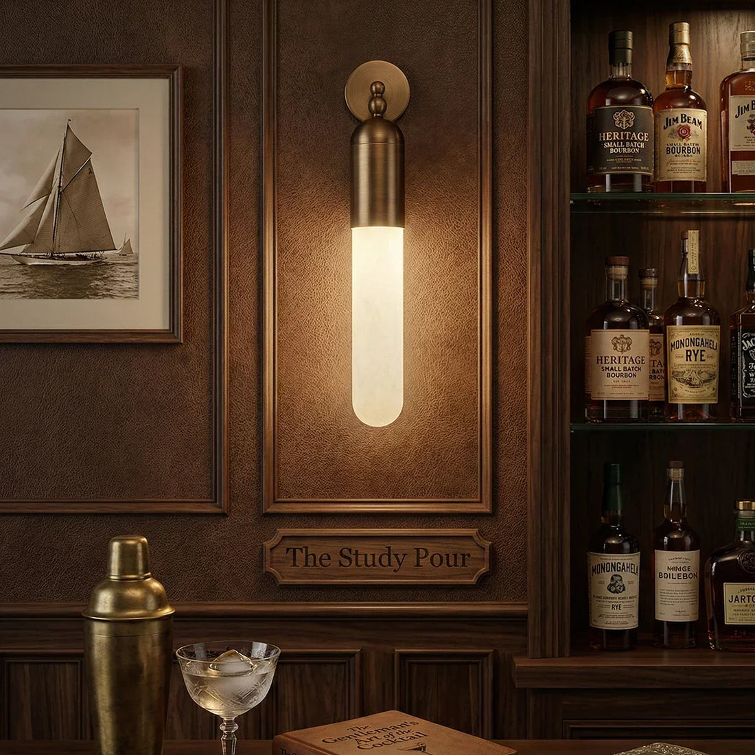 Capsule Linear Wall Sconce in alabaster for Hallway by AUVIELIGHT