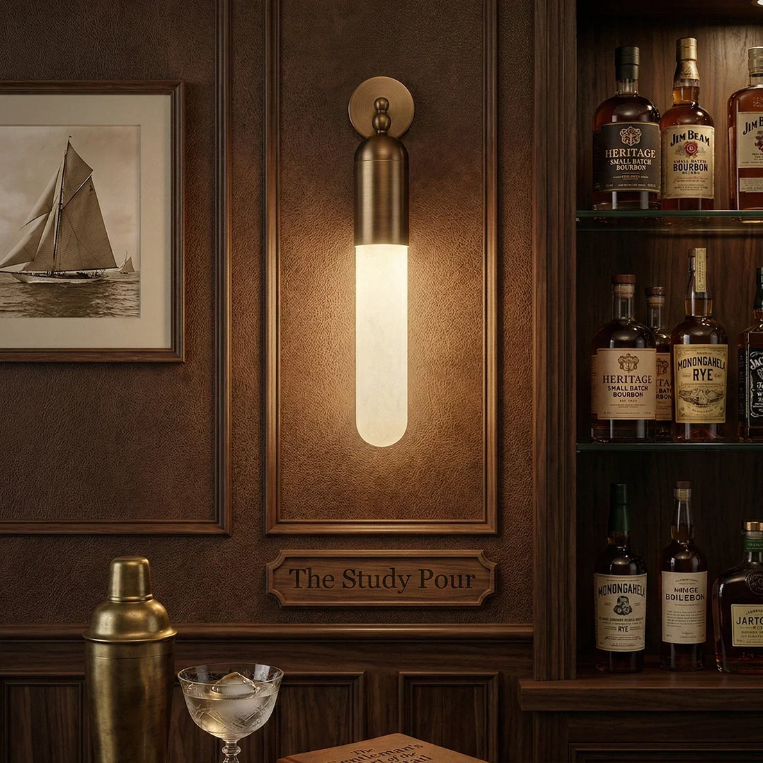 Capsule Linear Wall Sconce in alabaster for Hallway by AUVIELIGHT