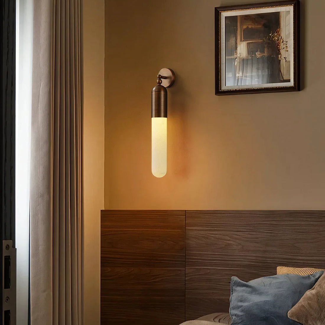 Capsule Linear Wall Sconce in alabaster for Hallway by AUVIELIGHT