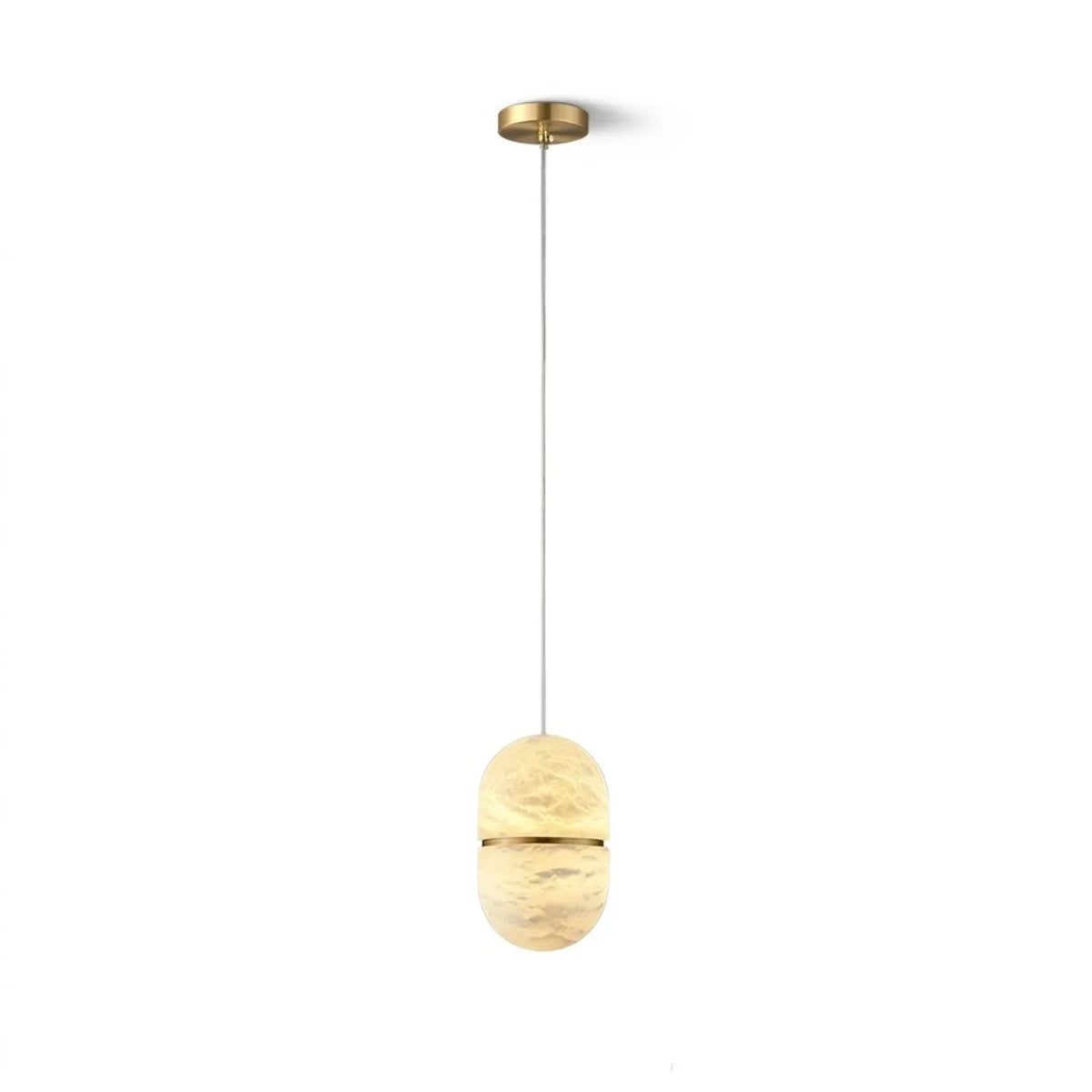 Capsule Pendant Light in alabaster for Kitchen Island by AUVIELIGHT, Dia 14cm x H 26cm / ∅ 5.5″ x H 10.3″ / White and 1 other sizes