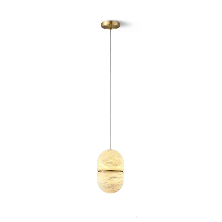 Capsule Pendant Light in alabaster for Kitchen Island by AUVIELIGHT, Dia 14cm x H 26cm / ∅ 5.5″ x H 10.3″ / White and 1 other sizes