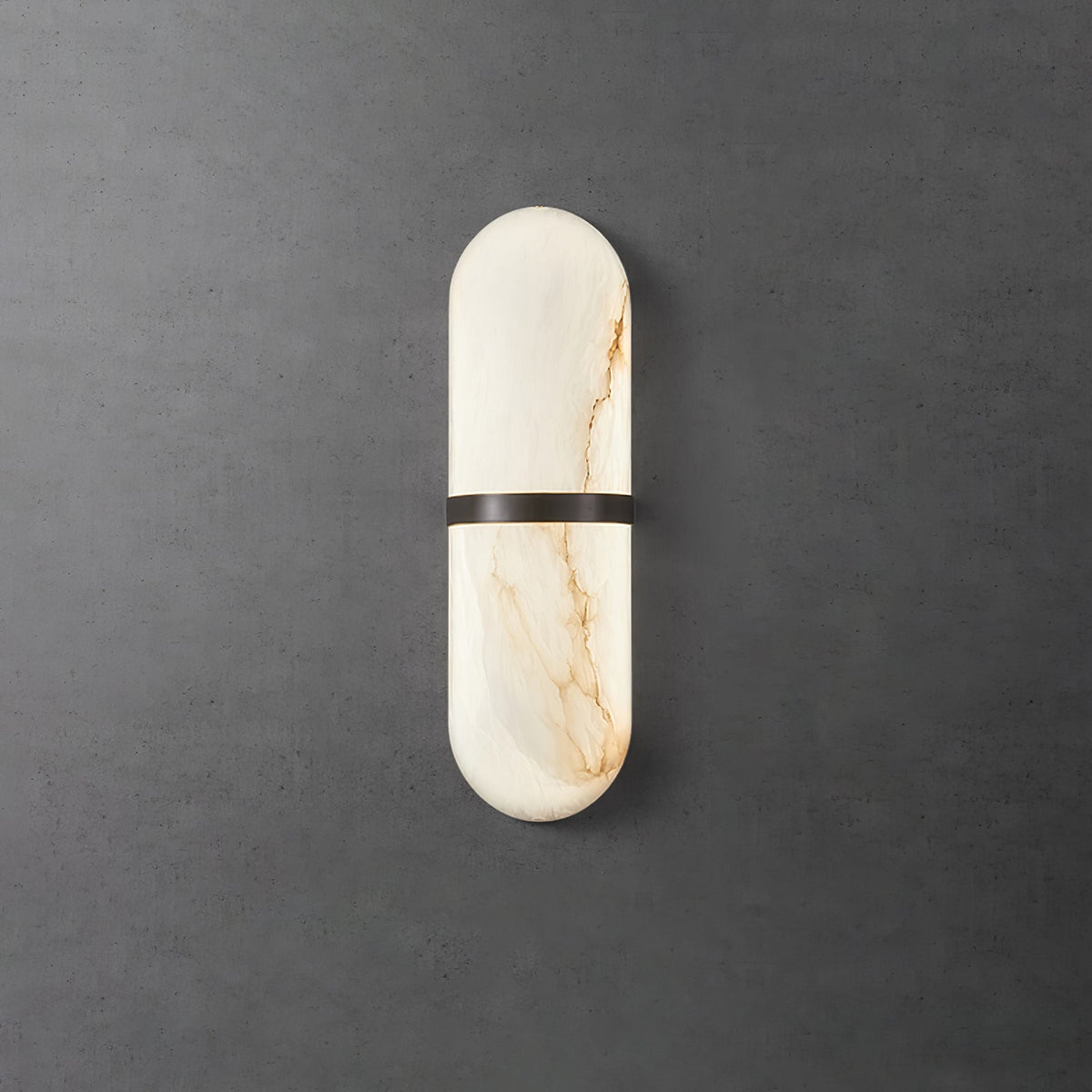 Capsule Wall Sconce in alabaster for Hallway by AUVIELIGHT, ∅ 3.9″ x H 15.7″ / Dia 10cm x H 40cm / Black & White / Warm Light