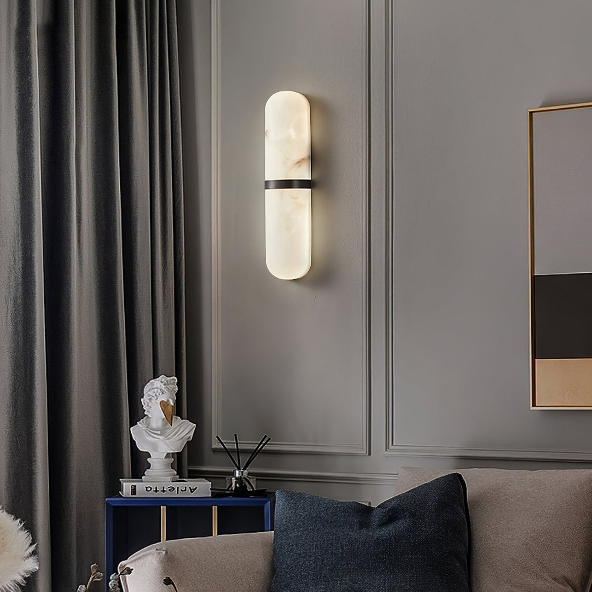 Capsule Wall Sconce in alabaster for Hallway by AUVIELIGHT