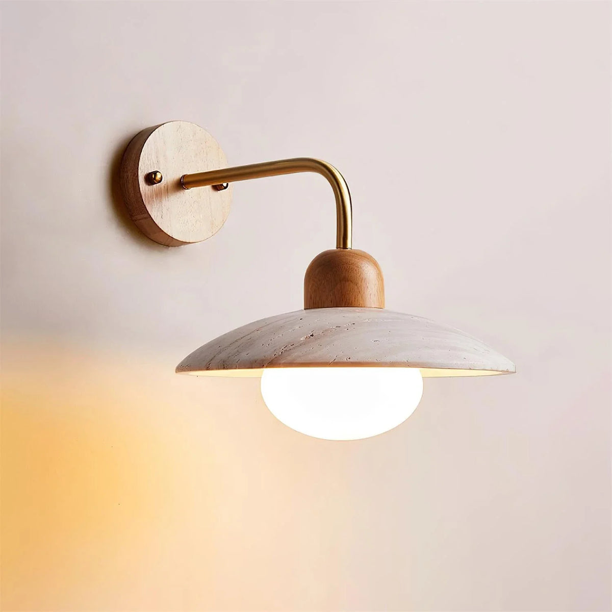 Carolia Wall Light for Hallway by AUVIELIGHT, W 25 cm × H 20 cm  /  W 9.8″ × H 7.8″ / Gold & Yellow Travertine