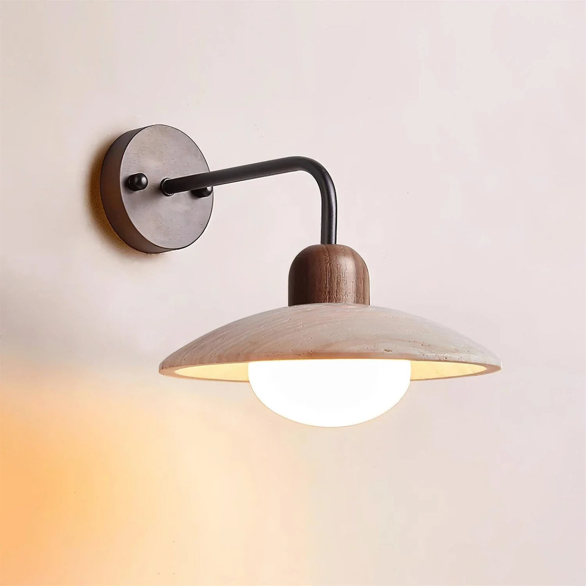 Carolia Wall Light for Hallway by AUVIELIGHT, W 25 cm × H 20 cm  /  W 9.8″ × H 7.8″ / Black & Yellow Travertine