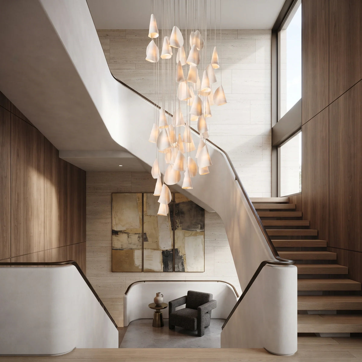 Cascade Petal Chandelier in porcelain for Dining Room by AUVIELIGHT