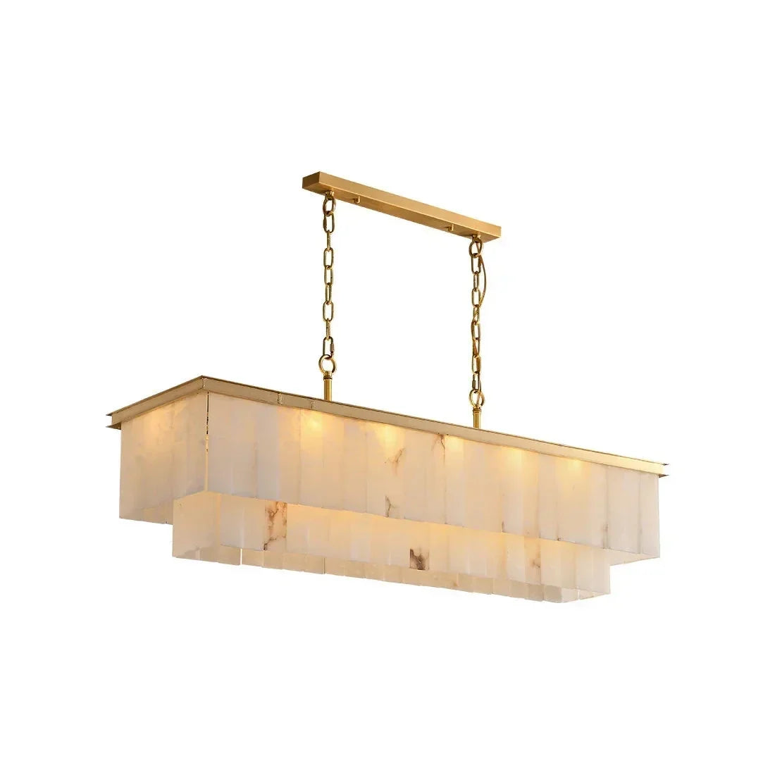 Cascading Linear Chandelier in alabaster for Dining Room by AUVIELIGHT, L 100cm x W 35cm x H 30cm / ∅ 39.4″ x W 13.8″ x H 12″ / Gold and 1 other