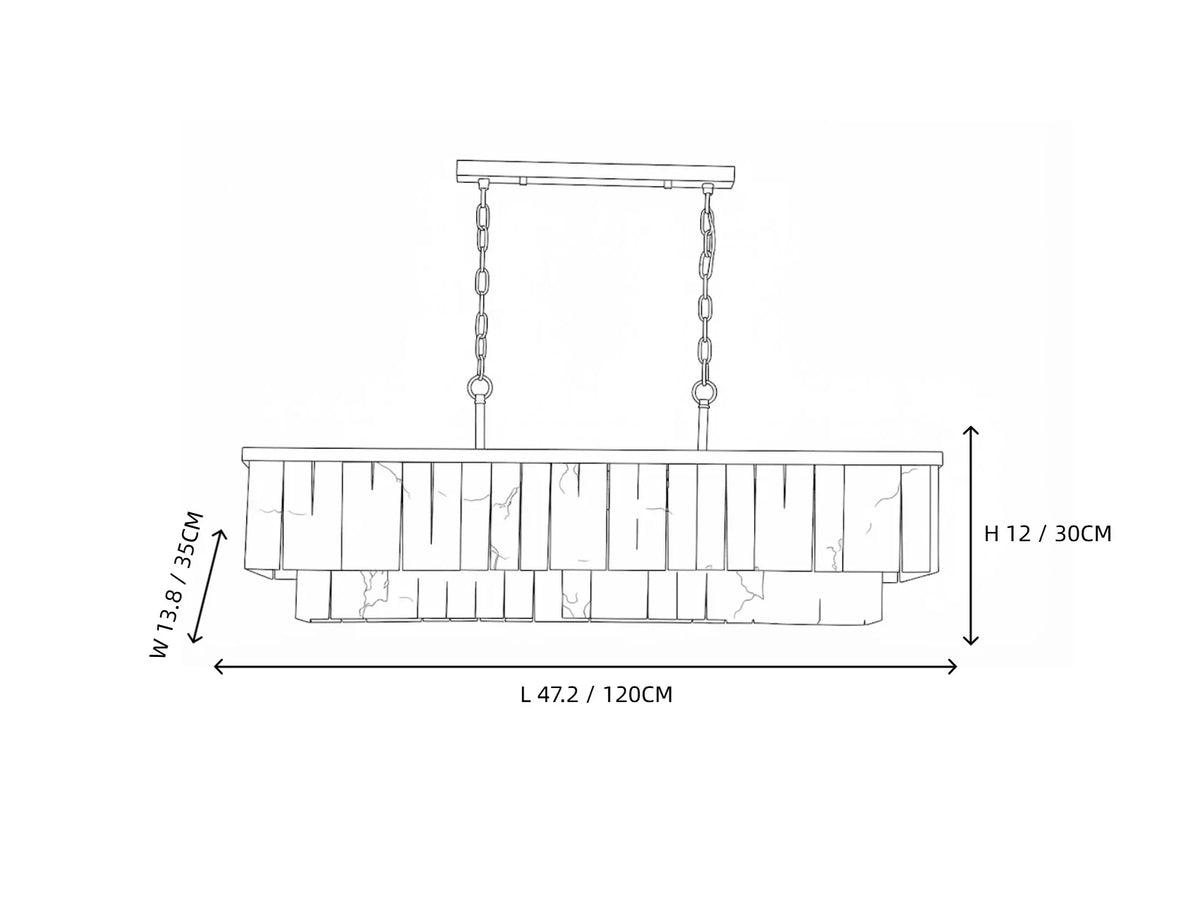 Cascading Linear Chandelier in alabaster for Dining Room by AUVIELIGHT