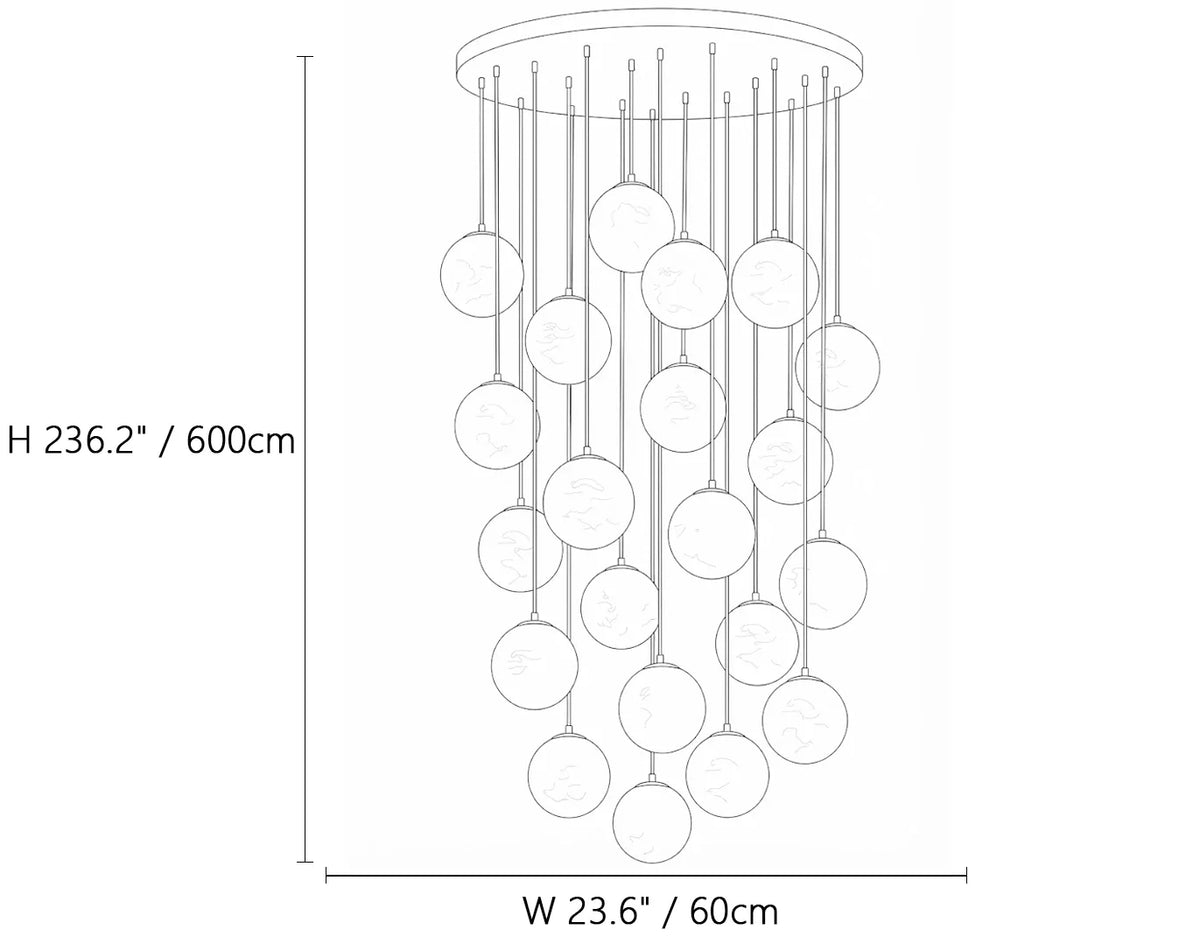 Cascading Orb Light in alabaster for Living Room by AUVIELIGHT