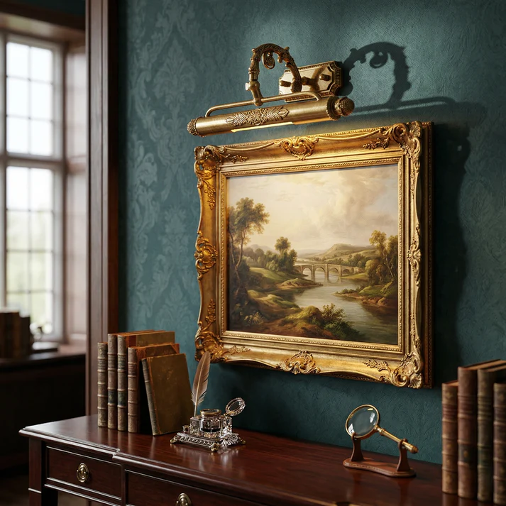 Castello Ornate Picture Light in brass for Living Room by AUVIELIGHT