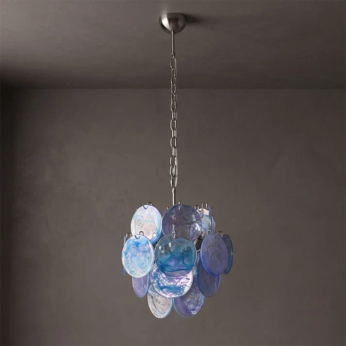 Celestial Disc Pendant Light in blue glass for Kitchen Island by AUVIELIGHT