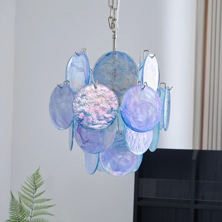 Celestial Disc Pendant Light in blue glass for Kitchen Island by AUVIELIGHT