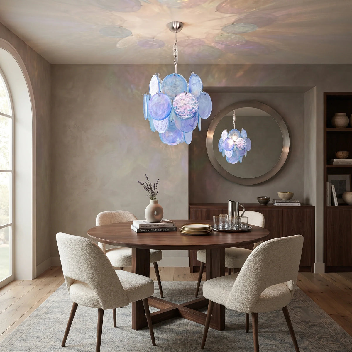 Celestial Disc Pendant Light in blue glass for Kitchen Island by AUVIELIGHT