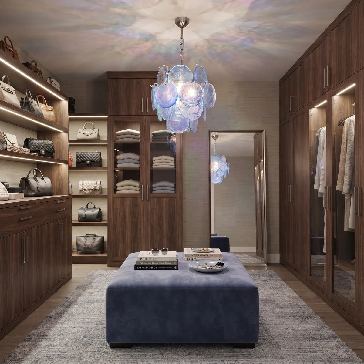 Celestial Disc Pendant Light in blue glass for Kitchen Island by AUVIELIGHT