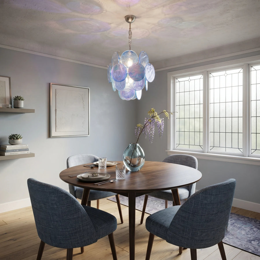 Celestial Disc Pendant Light in blue glass for Kitchen Island by AUVIELIGHT