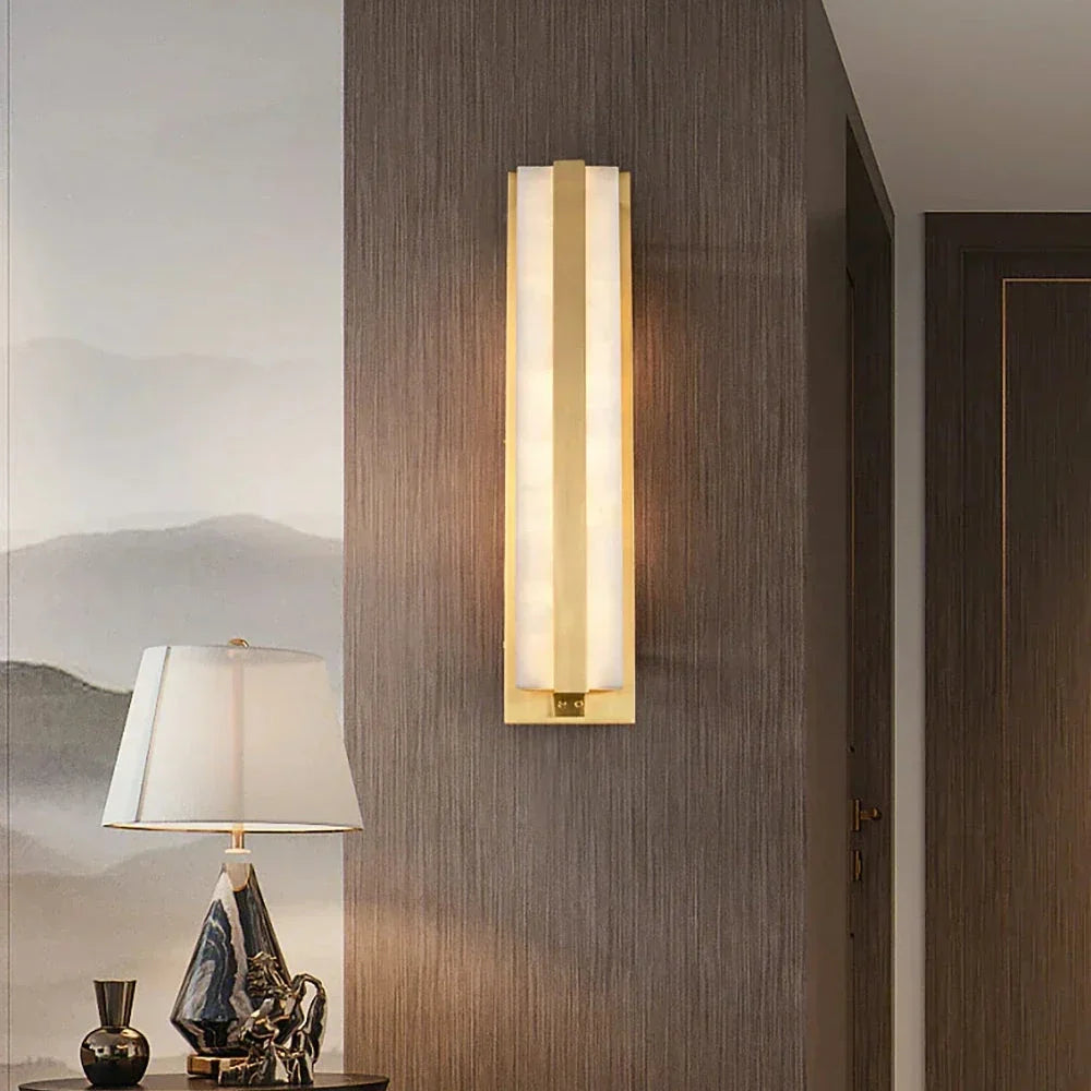 Central Wall Light in alabaster for Hallway by AUVIELIGHT