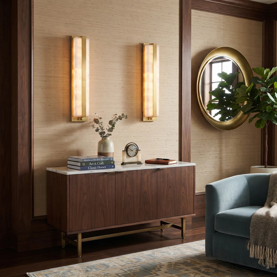 Central Wall Light in alabaster for Hallway by AUVIELIGHT