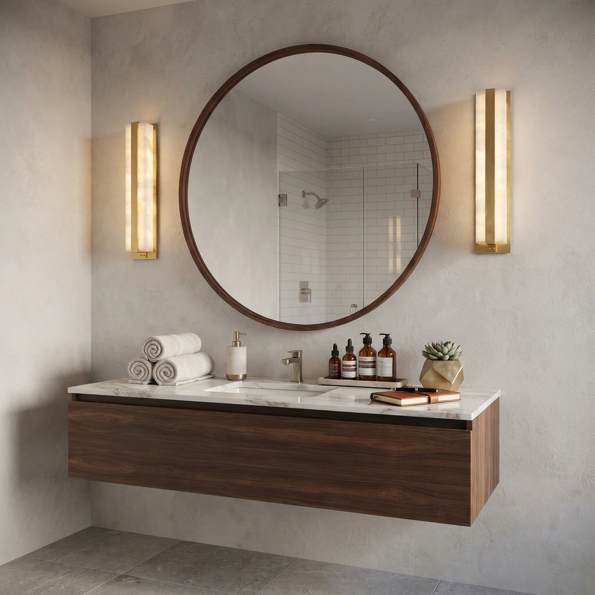 Central Wall Light in alabaster for Hallway by AUVIELIGHT