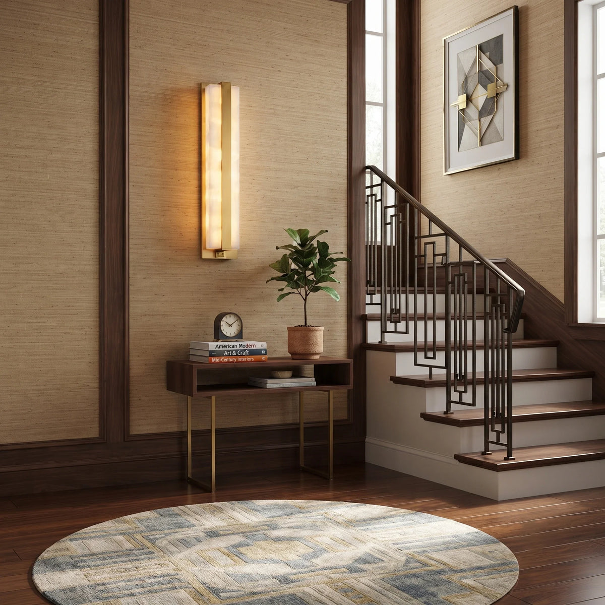 Central Wall Light in alabaster for Hallway by AUVIELIGHT