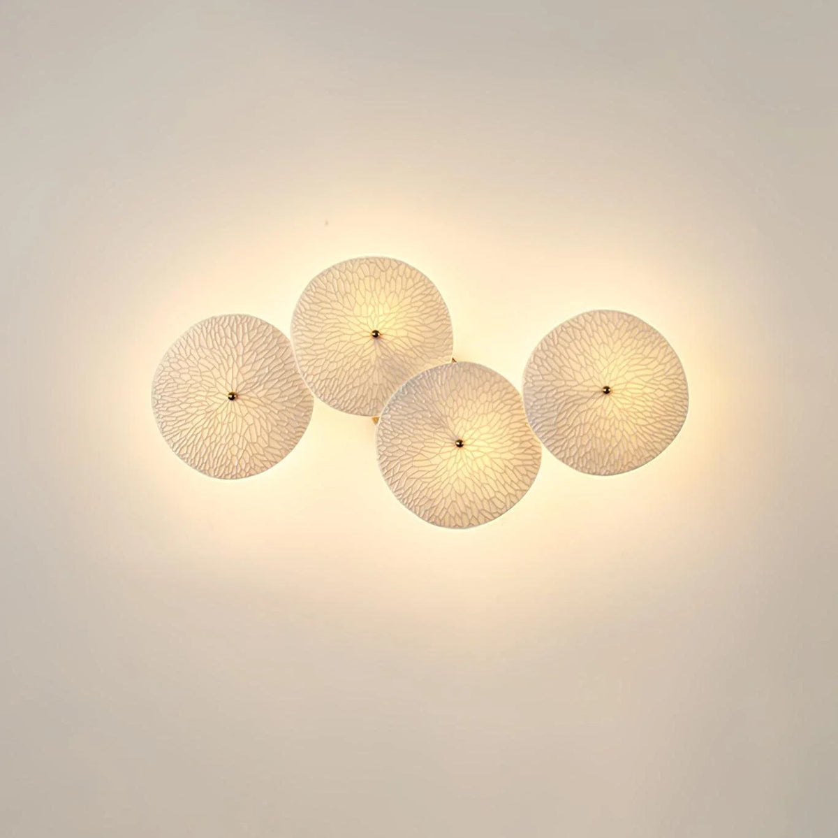 Petal Cluster Wall Sconce in ceramic for Hallway by AUVIELIGHT, 4 heads A L 19.7" x H 11"  / L 50cm x H 28cm / Gold & White Ceramic