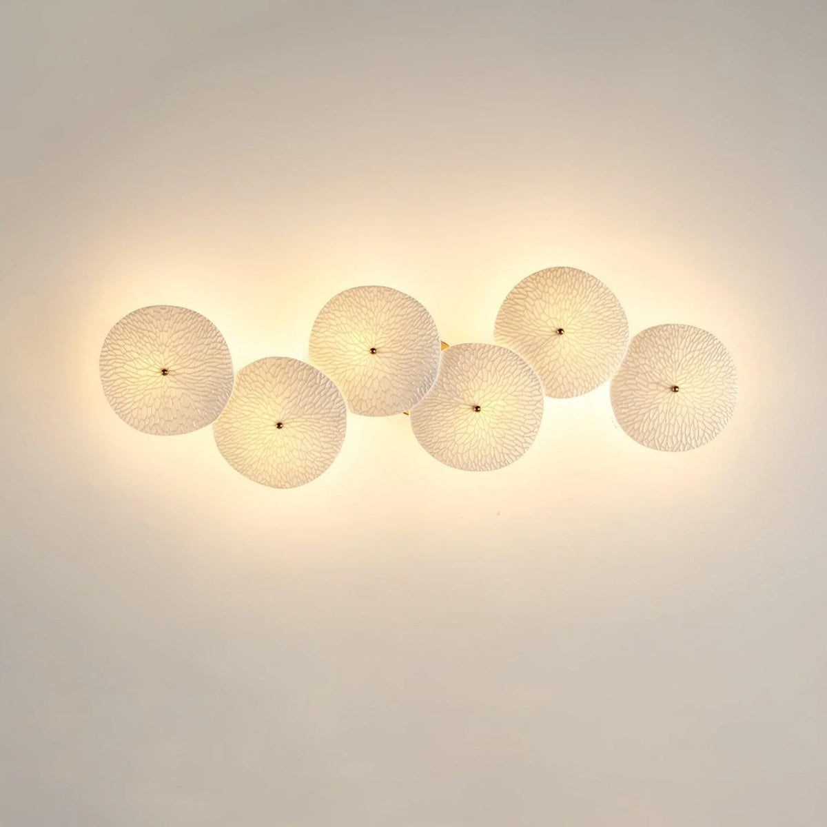 Petal Cluster Wall Sconce in ceramic for Hallway by AUVIELIGHT, 6 heads A L 28.3" x H 11" / L 72cm x H 28cm / Gold & White Ceramic
