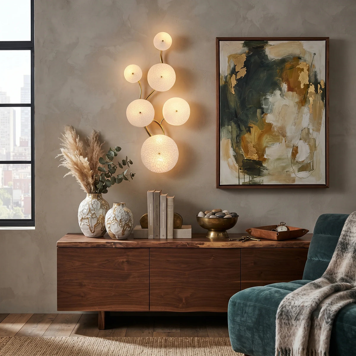 Petal Cluster Wall Sconce in ceramic for Hallway by AUVIELIGHT