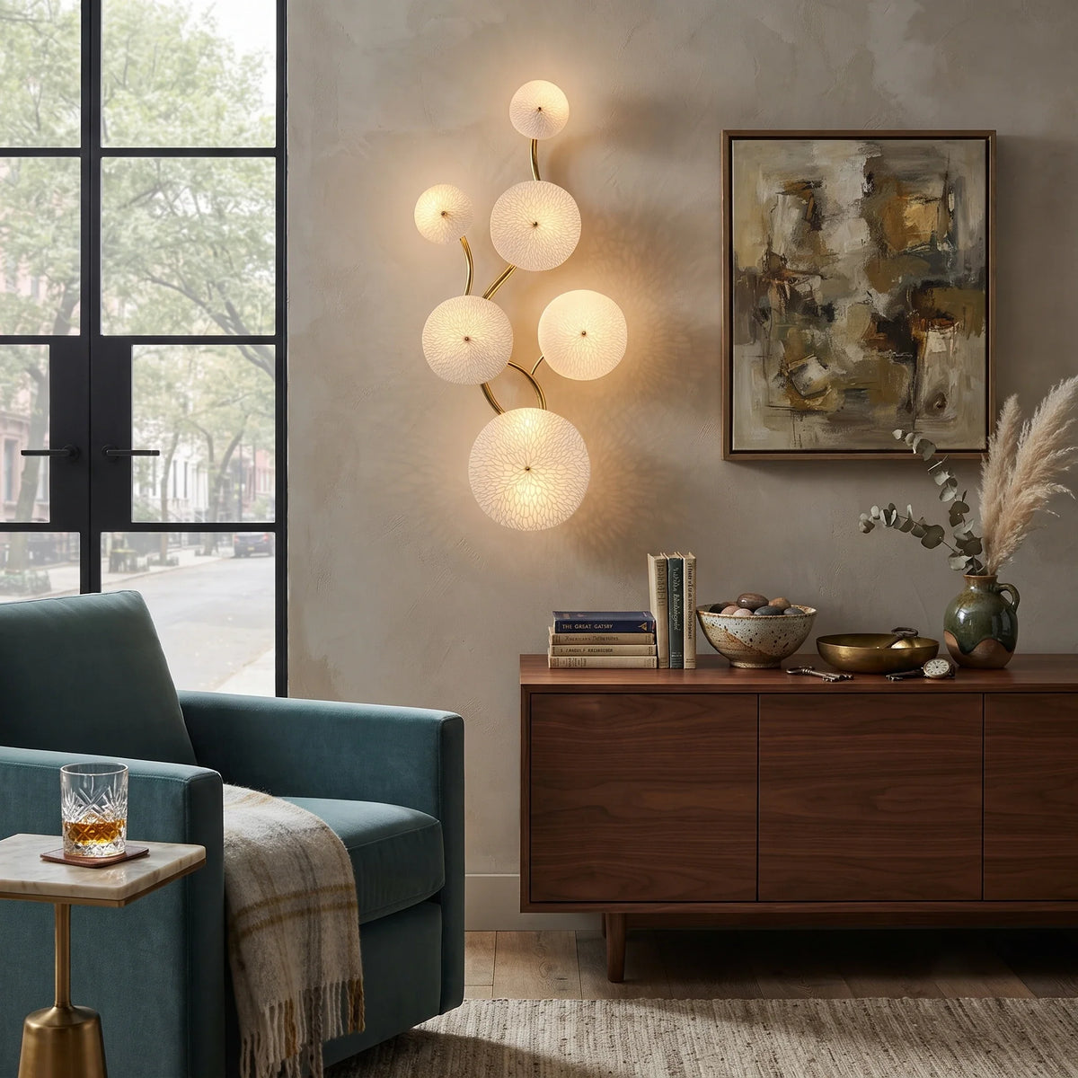 Petal Cluster Wall Sconce in ceramic for Hallway by AUVIELIGHT