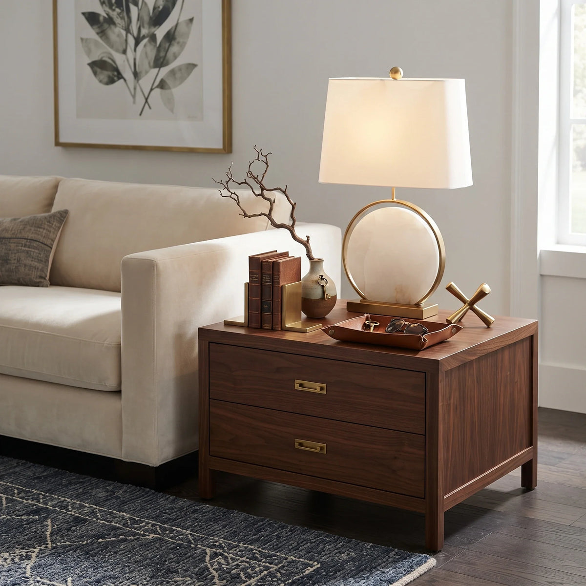 Chloe Table Lamp in alabaster for Living Room by AUVIELIGHT