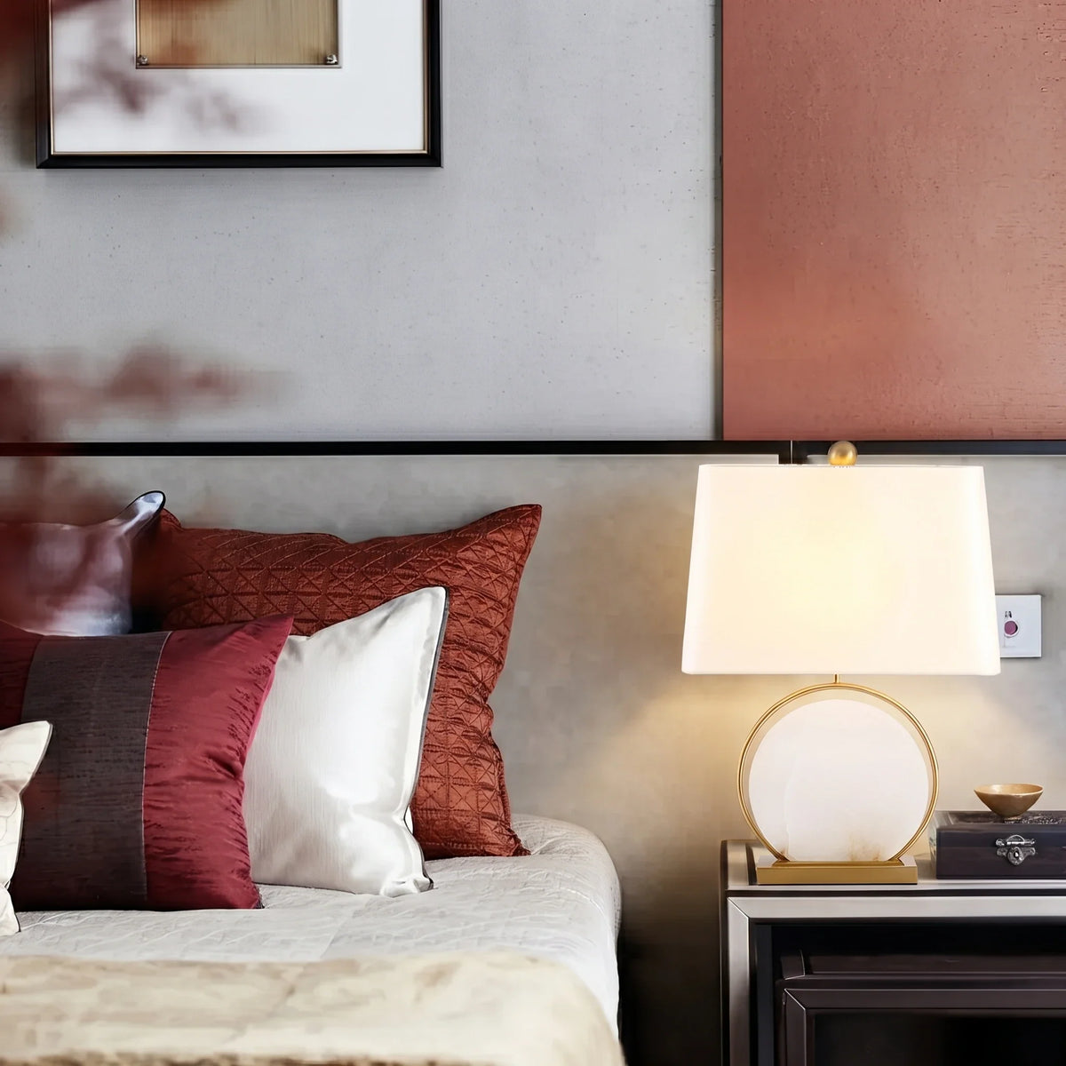 Chloe Table Lamp in alabaster for Living Room by AUVIELIGHT
