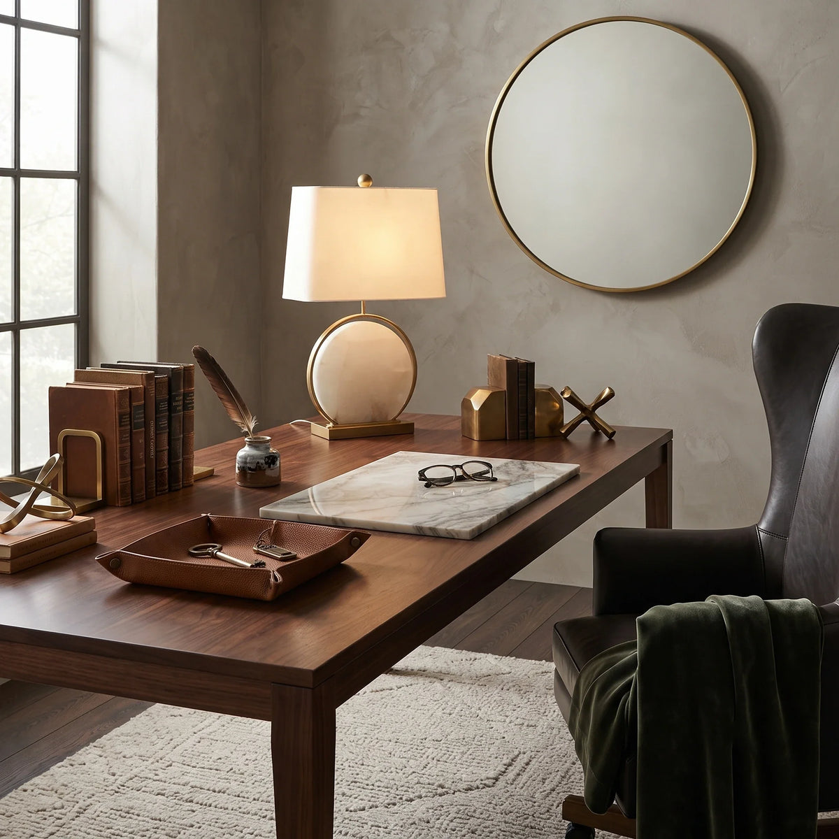 Chloe Table Lamp in alabaster for Living Room by AUVIELIGHT