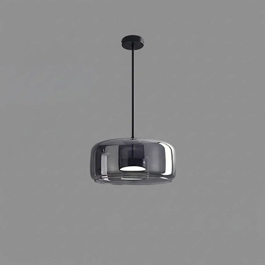 Sphere Pendant Light in chrome for Kitchen Island by AUVIELIGHT, ∅ 15" x H 6.7" / Dia 38cm x H 17cm / Black & Smoke grey / Warm Light