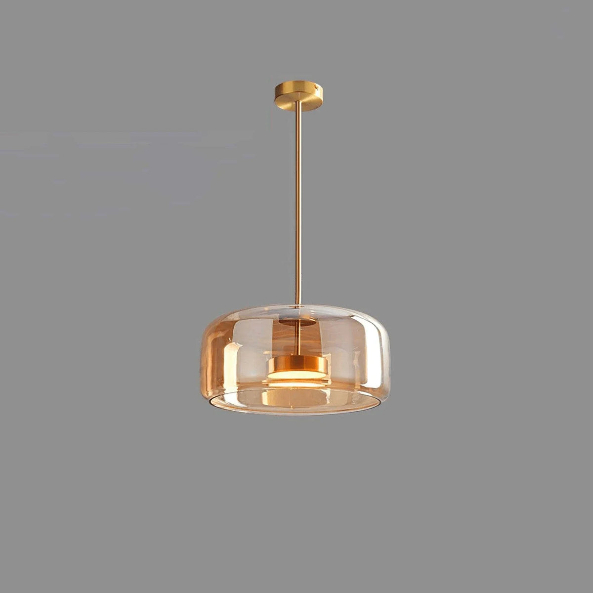 Sphere Pendant Light in chrome for Kitchen Island by AUVIELIGHT, ∅ 15" x H 6.7" / Dia 38cm x H 17cm / Gold & Amber / Warm Light