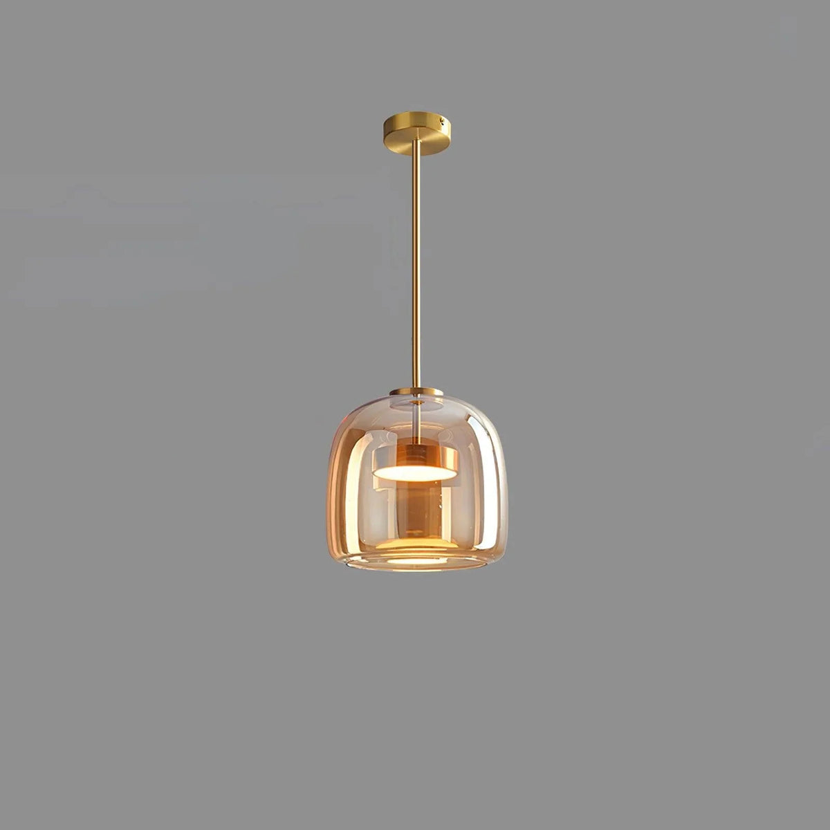 Sphere Pendant Light in chrome for Kitchen Island by AUVIELIGHT, ∅ 10.2" x H 9.8"/ Dia 26cm x H 25cm / Gold & Amber / Warm Light