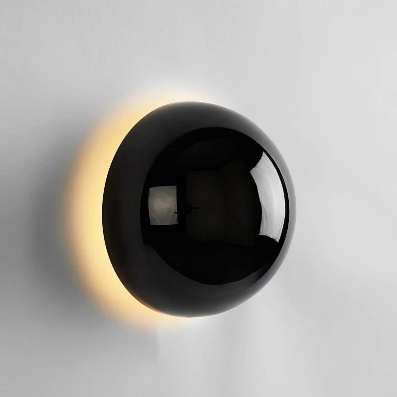 Sphere Wall Sconce in chrome for Hallway by AUVIELIGHT, ∅6.3" x H 3.9" / Dia 16cm x H 10cm / Bright black / Warm Light