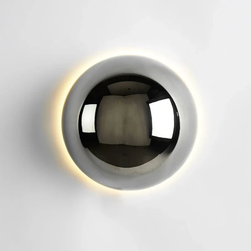 Sphere Wall Sconce in chrome for Hallway by AUVIELIGHT, ∅6.3" x H 3.9" / Dia 16cm x H 10cm / Chrome / Warm Light