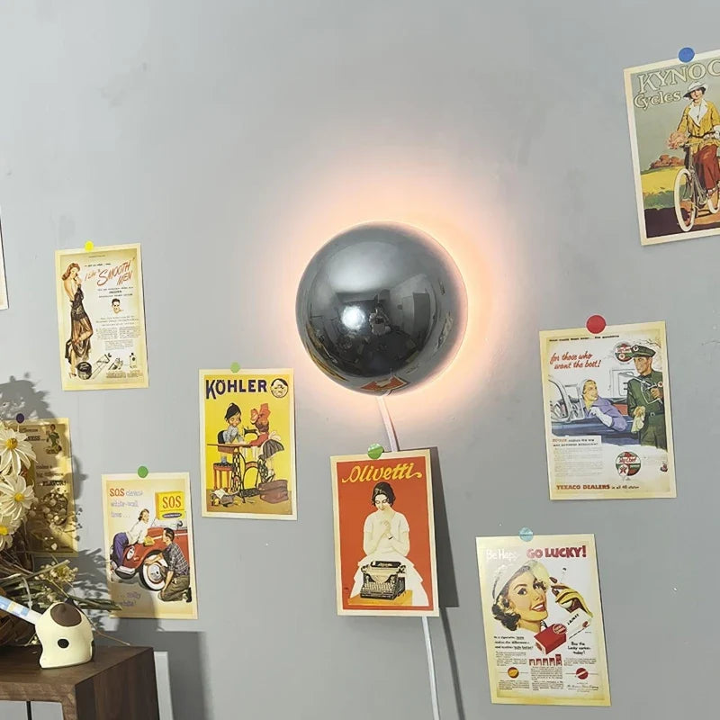 Sphere Wall Sconce in chrome for Hallway by AUVIELIGHT