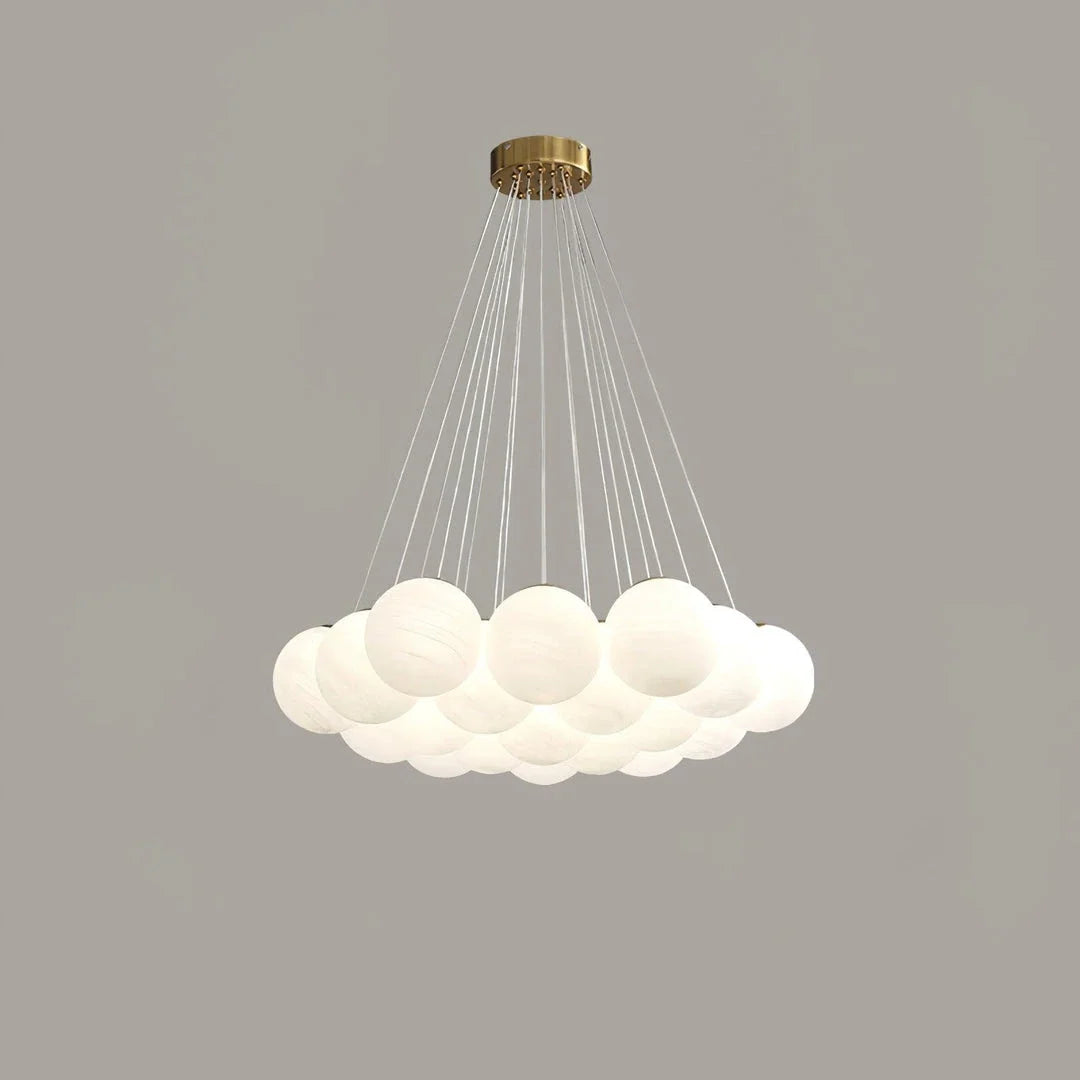 Cluster Globe Chandelier in glass for Dining Room by AUVIELIGHT, 19 heads ∅ 29.5" x H 59" / Dia 75cm x H 150cm / Gold & White