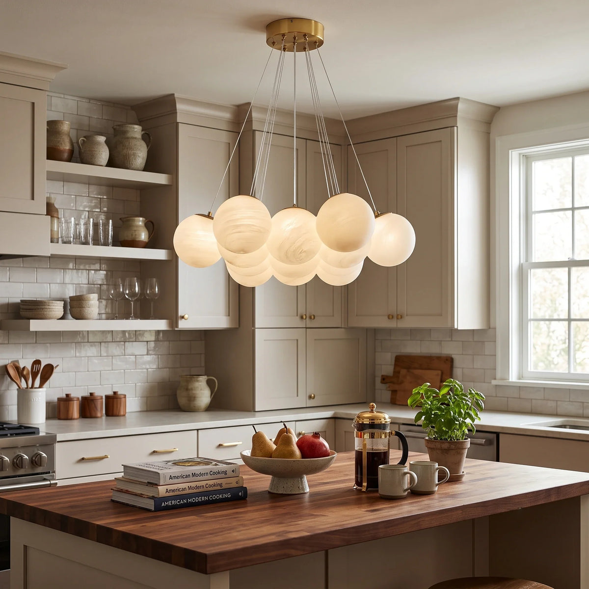 Cluster Globe Chandelier in glass for Dining Room by AUVIELIGHT