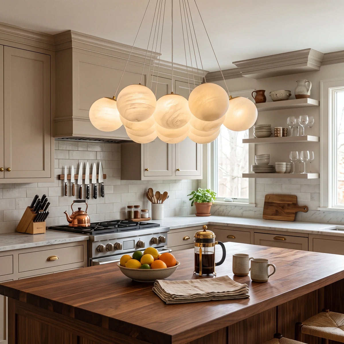 Cluster Globe Chandelier in glass for Dining Room by AUVIELIGHT