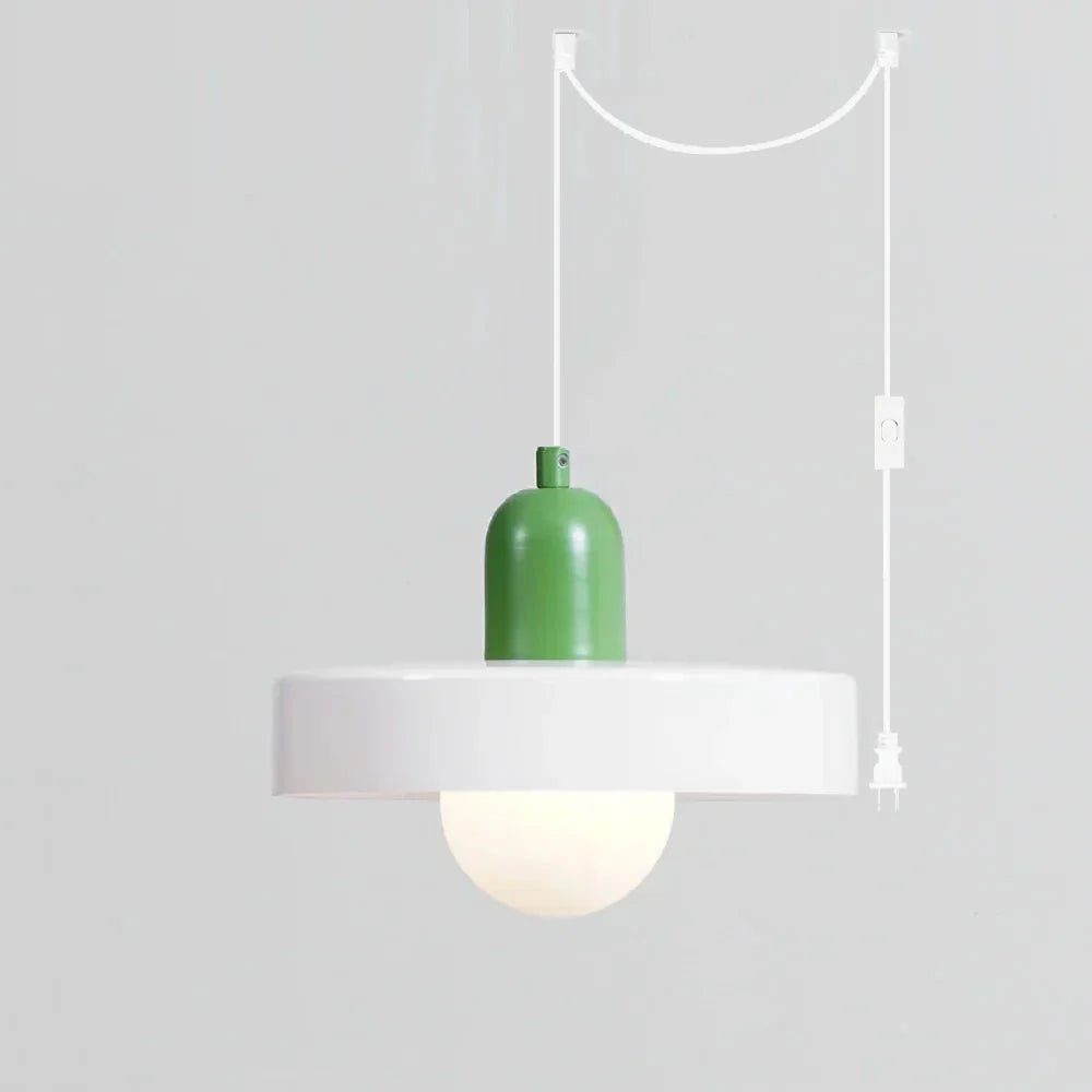 Color Blocked Pendant Light for Kitchen Island by AUVIELIGHT, D 25cm x H 22cm / ∅ 9.8″ x H 8.7″ (2 hooks) / White & Green / AU plug and 3 other