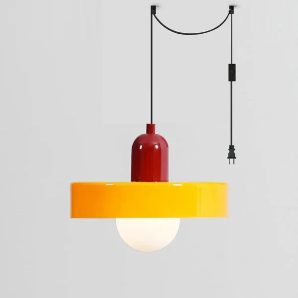 Color Blocked Pendant Light for Kitchen Island by AUVIELIGHT, D 25cm x H 22cm / ∅ 9.8″ x H 8.7″ (2 hooks) / Orange & Red / AU plug and 3 other